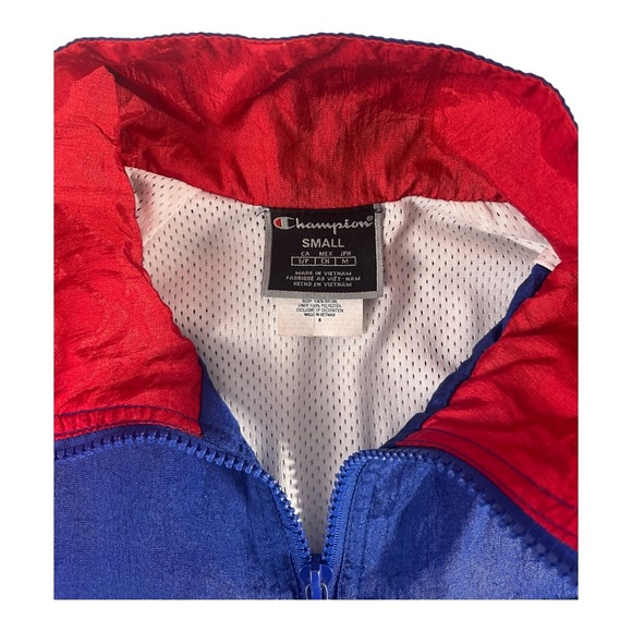 Champion Vintage Unisex Windbreaker 90"s Style Full Zip Blue/Red/White Small - Picture 4 of 6